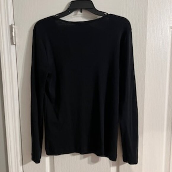 Lauren Ralph Lauren Women's Large Black Long Sleeve T-Shirt Gold Metal Accents - Picture 16 of 16
